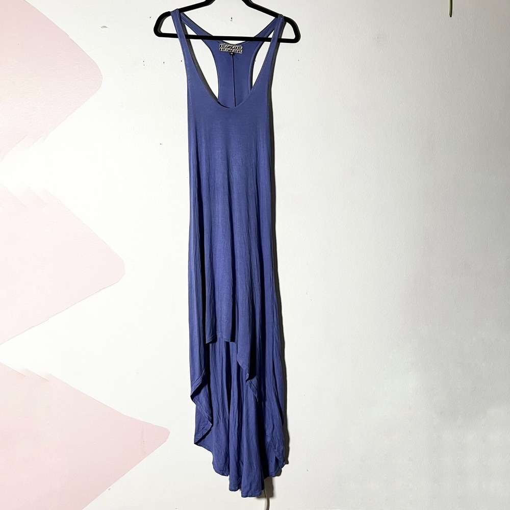 Groceries Apparel Maxi Dress Medium Blue Hemp Organic Cotton High Low